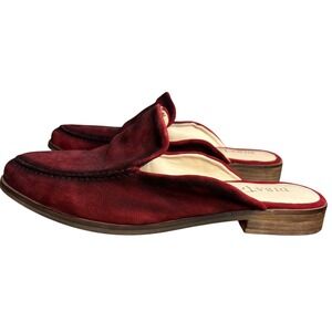 Diba True Art Easel Leather Mules Womens Size‎ 8 Red Suede Boho Slip On Loafers